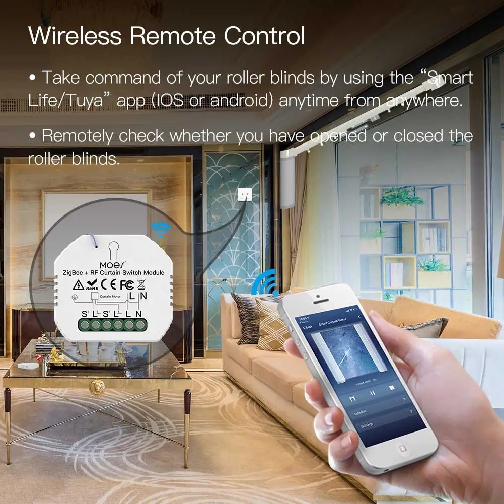 MOES ZigBee Smart RF433 Curtai - огляд і ціна Smart Home Blinds