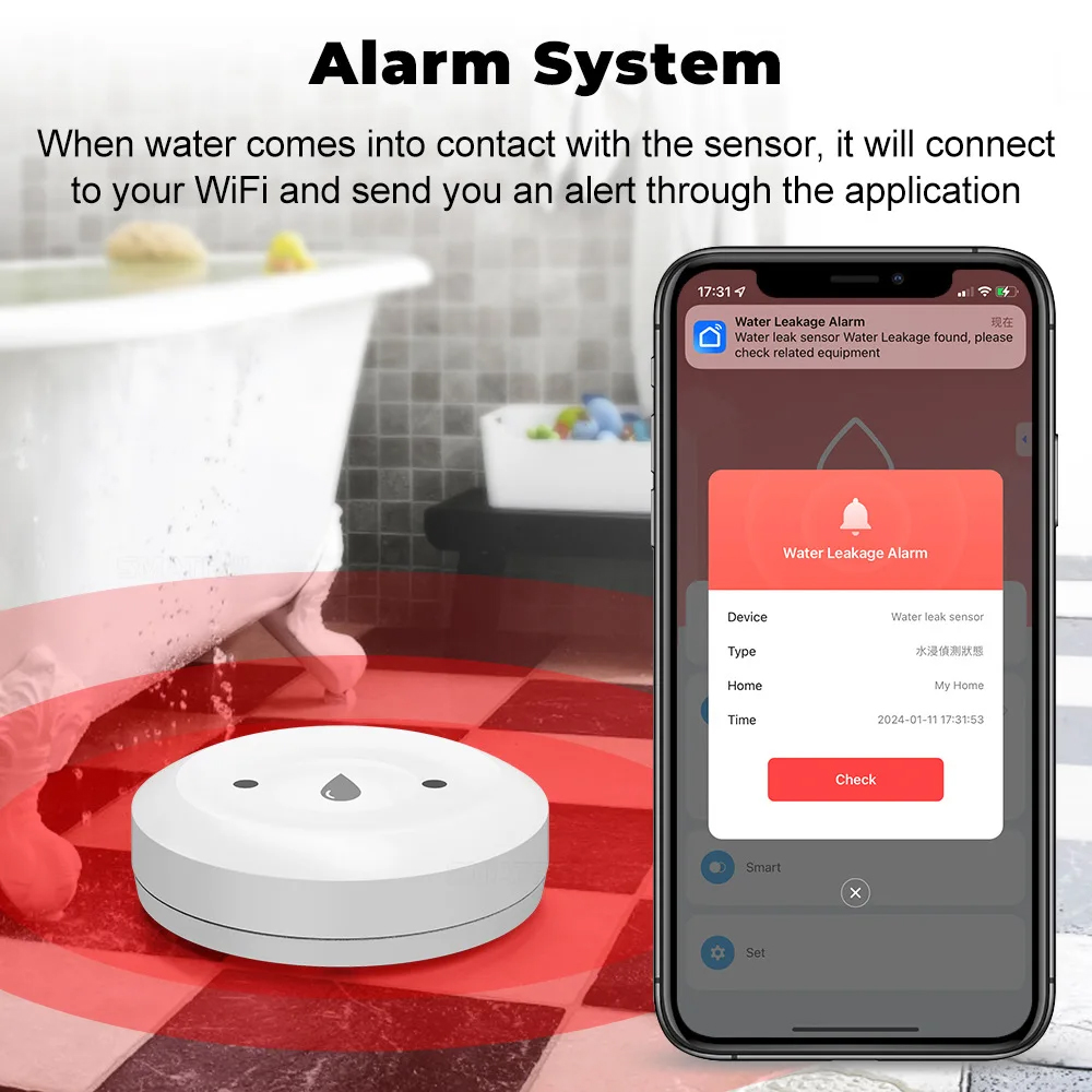 Tuya ZigBee Smart Water Immers - огляд і ціна Wifi Water Leak Detector