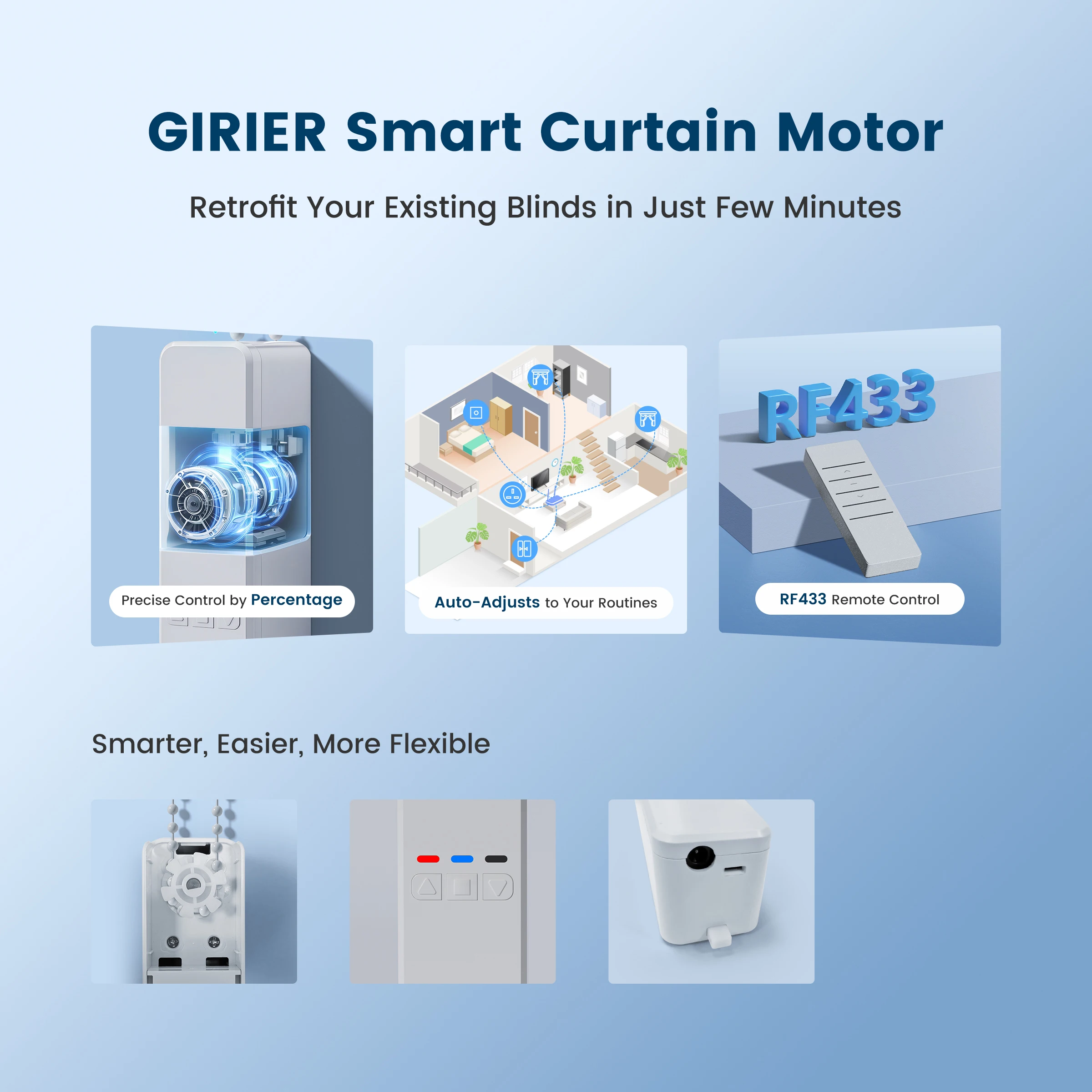 GIRIER Smart Curtain Motor WiF - огляд і ціна Smart Home Blinds